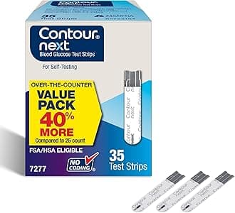 Contour Next Blood Glucose Test Strips for Diabetes – 35 Count (1 Pack) - Accurate, No Coding, Second-Chance Sampling, Compatible with All Contour Next Meters for Easy Blood Sugar Testing