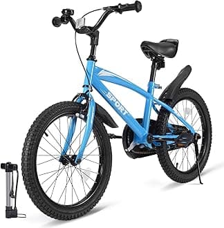 BODIOO Kid Bike for Boys Girls 18 Inch Kid Bicycle with Kickstand Adjustable Seat Dual Brake System Sturdy Frame Lightweight Pump Reflector