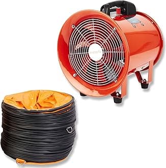 POWERSTAR ELECTRICALS Portable Axial Ventilation Commercial Fume Extractor Blower Fan comes with Free PVC Flexible Duct Hose 5m long & one year Guarantee (8" Inches Fan with Duct)