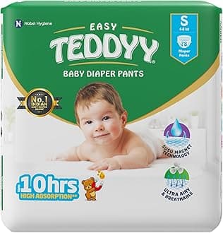 Easy Baby S Size Diaper Pant Style | 78 Count (Small) | 4–8 kg (Pack of 1) | Long Protection Hours | Anti-Bacterial | Airy Breathable Fit | Rapid Soaker Channels & Wetness Indicator