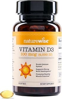 NatureWise Vitamin D3 4000iu (100 mcg) 90-Day Supply for Immune Support, Healthy Muscle Function, and Bone Health - Non-GMO, Gluten Free in Organic Extra Virgin Olive Oil, (Mini Softgel), 90 Count