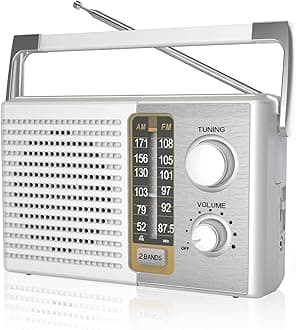 Yewrich AM FM Radio with Best Reception, Portable Battery Operated Transistor Radios, Headphone Jack, AC Powered, Suit for Senior and Home, White