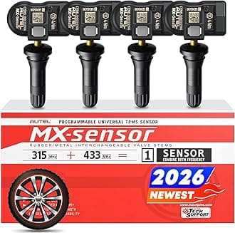 Autel TPMS Sensor Set of 4, MX-Sensor 2in 1 315MHz + 433MHz Press-in TPMS Universal Programmable Sensor, OE-Level 100% Cloneable by Autel TPMS Tool TS408S TS501 PRO TS508 TS508WF (4PCS Rubber Stem)
