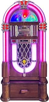 Arkrocket Full Size Jukebox Vinyl Record Player Bluetooth USB SD CD Player Radio Retro Turntable Classic Jukebox (Taurus II + Stand - Oak)