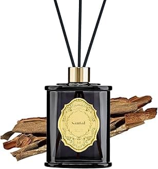 M&SENSE 8.4 oz Large Reed Diffuser for Home | Santal(Sandalwood) Scent Oil Diffuser with Sticks | Bedroom Bathroom Living Room Decor