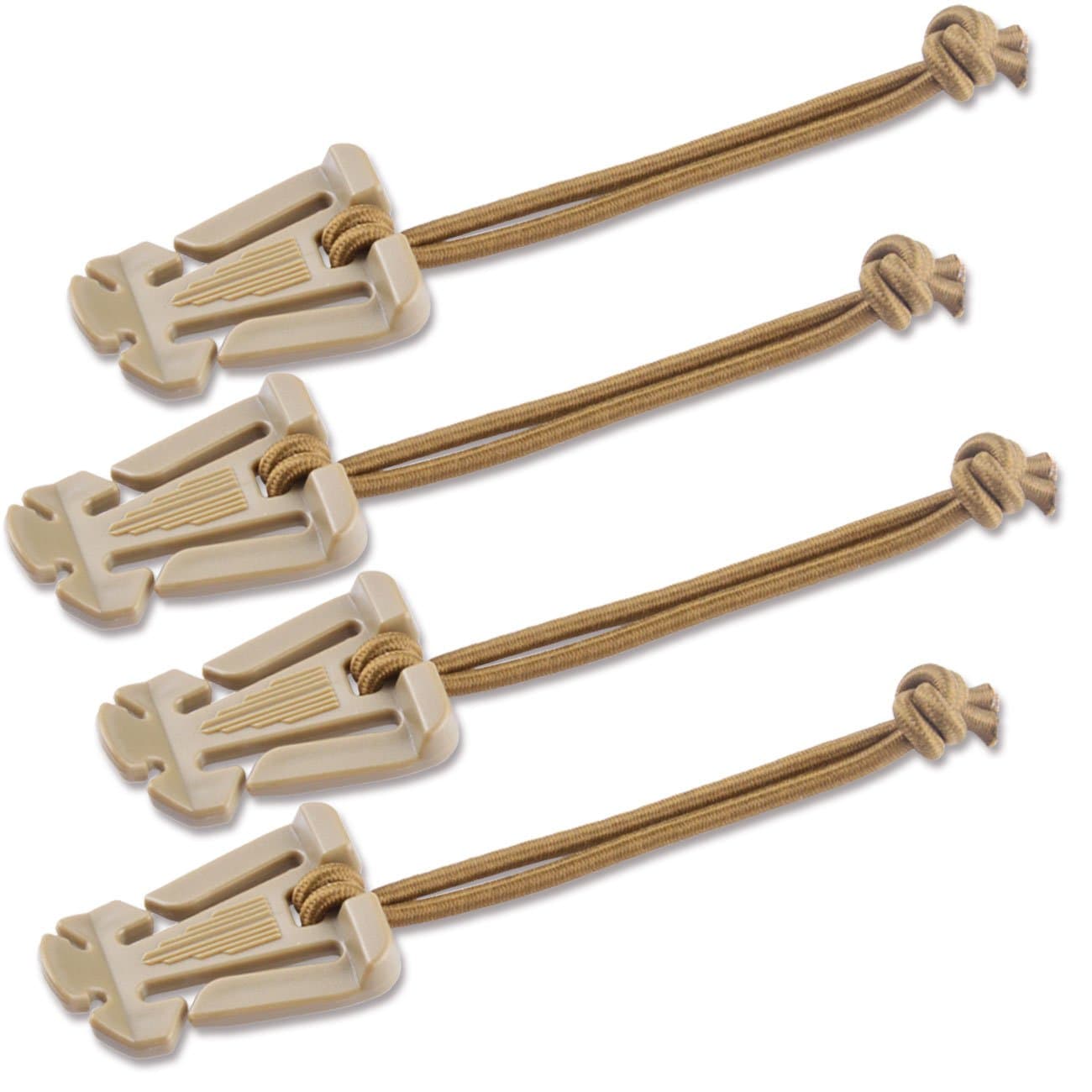 DYZD Molle Web Dominators with Elastic String, Durable Tactical Strap Management Tool, Backpack Accessories, Tactical Gear Clip, Multipurpose Fastener (Khaki, 4PCS)