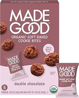 MadeGood Double Chocolate Soft Baked Mini Cookies (30 Count - 0.85 Oz Each) Allergy Friendly, Gluten Free and Organic Delicious Chocolate Snacks