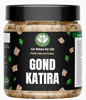 Go Vegan Pure Natural Gond Katira 250gram | Almond Gum Badam Pisin, Tragacanth Gum | High Cooling Properties | 100% Natural Superfood