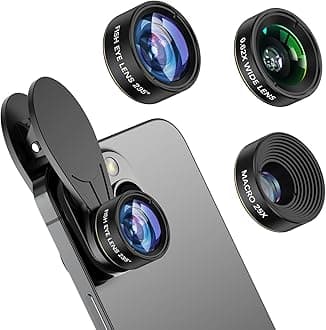 3-in-1 Smartphone Camera Lens Kit – 0.62× Wide Angle + 25× Macro + 235° Fisheye, Universal Clip-On Lens for iPhone/Samsung/Android Phones, Travel & Vlog Friendly