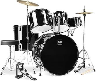 Best Choice Products 5-Piece Full Size Complete Adult Drum Set w/Cymbal Stands, Stool, Drum Pedal, Sticks, Floor Tom - Black