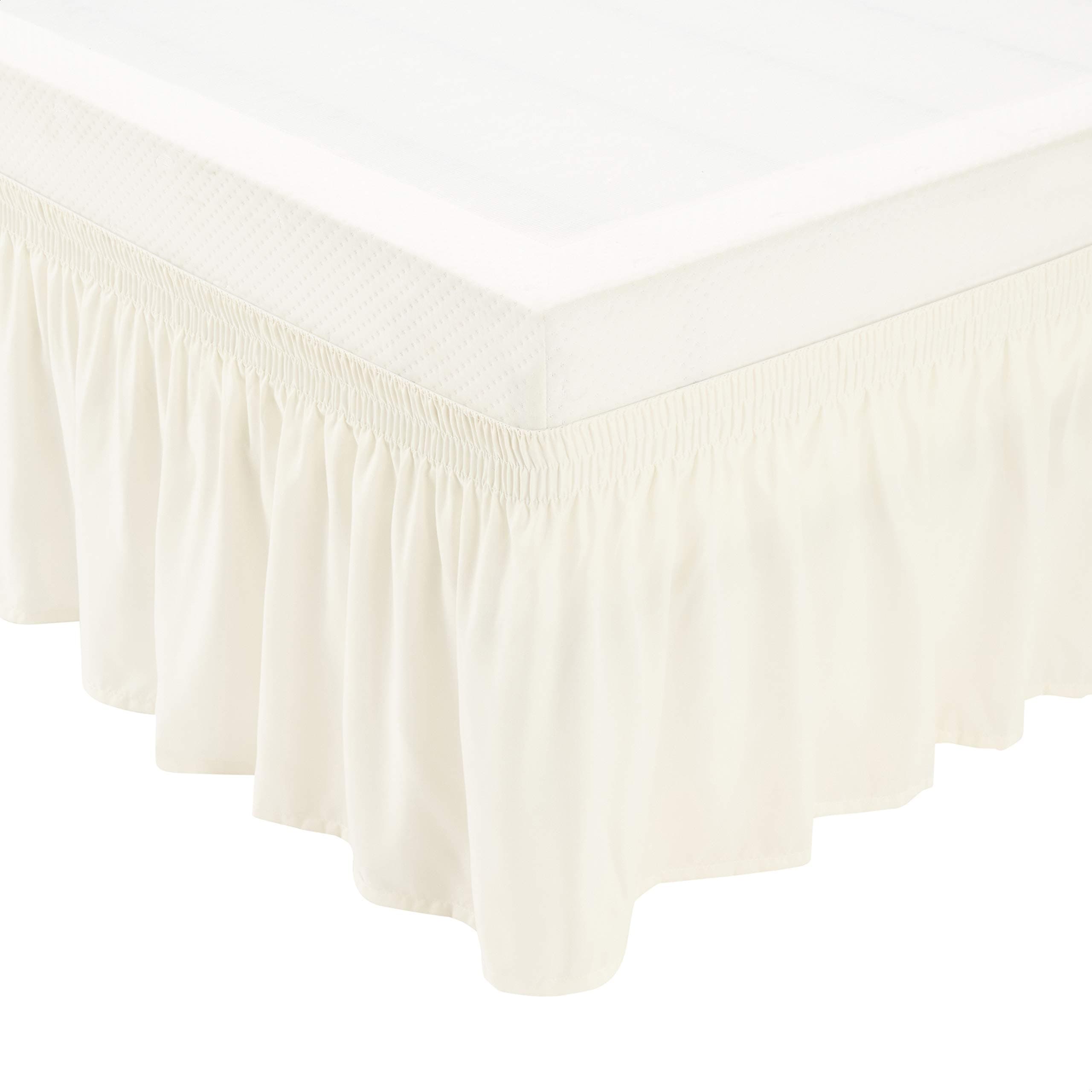 Amazon Basics Lightweight Elegantly Styled Ruffled Bed Skirt, Three Sided Wrap Around with Easy Fit Elastic, 16" Drop- Twin/TwinXL, Off White