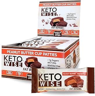Fat Bombs - Made with Chocolate containing MCT Oil - Low Fat, Low Carb and Keto Friendly Snack - 10g Fat, 1g Net Carbs | Peanut Butter Cup Patties, 16 Count (Pack of 1)
