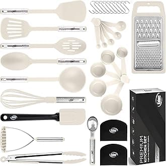 Kitchen Utensils Set, Cooking Utensil Sets Kitchen Gadgets, Pots and Pans set Nonstick and Heat Resistant, 24 Pcs Nylon and Stainless Steel, Spatula Set, Kitchen, Home, House, Essentials & Accessories