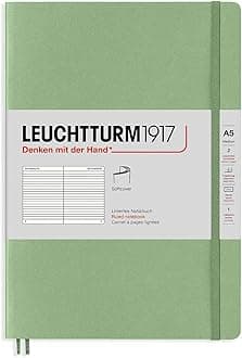 361590 Notebook Medium (A5), Softcover, 123 Numbered Pages, Sage, Ruled