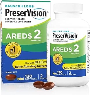PreserVision AREDS 2 Eye Vitamins, #1 Eye Doctor Recommended Brand, Lutein and Zeaxanthin Supplement with Vitamin C, Vitamin E,Zinc, and Copper, 130 Softgels (Minigels)