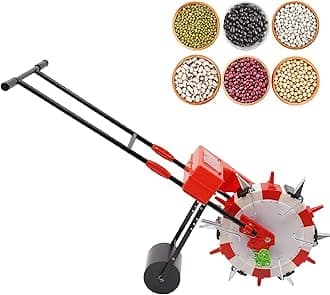 Hand Seed Spreader Garden Push Seeder Planter, 6 Nozzles Hand Push Garden Seeder Roller, Peanut Corn Bean Planter Precision Garden Push Seeder Machine, 10.24in Spacing