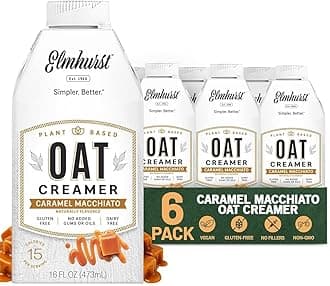 1925 Caramel Macchiato Oat Creamer - 16 Ounce (Pack of 6) Dairy-Free, Vegan, Kosher, Low Sugar, Shelf Stable Creamer Made with Oat Grains & Caramel for Simpler Plant Based Alternatives