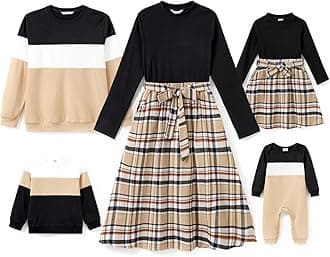 PATPAT Family Matching Outfits Long Sleeves for Fall Winter Vacation Family Reunion Home Weddings Party School Photos