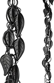 Monarch Rain Chains Aluminum Cascading Rain Chain, 8.5 ft Black Powder Coated Aluminum Decorative Rain Catcher Chain for Gutters, Aluminum Rain Gutter Replacement Downspout