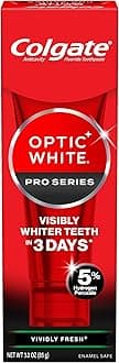Colgate Optic White Pro Series Whitening Toothpaste with 5% Hydrogen Peroxide, Vividly Fresh, 3 Oz Tube