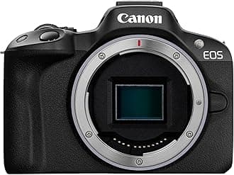 Canon EOS R50 - Compact Mirrorless Digital Camera - 24.2 MP, UHD 4K 30p Video - Dual Pixel CMOS AF II, APS-C Sensor - 15 FPS Continuous Shooting - Vari-Angle Touchscreen, Mic Jack - Bluetooth & Wi-Fi