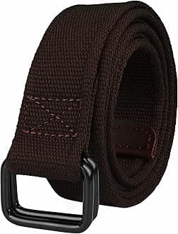 Plus Size 39-75'' Long Double Ring Big Mens Canvas Fabric Cloth Belts Black