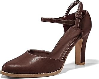 Womens Chunky High Heels Closed Pointed Toe Ankle Strap Pumps Vintage D'Orsay Dress Party Shoes