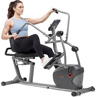 Sunny Health & Fitness Smart Recumbent Bike, Full-Body Home Training with Arm/Leg Exercisers, Elliptical Cross Trainer with Exclusive SunnyFit App and Bluetooth Connectivity, Recumbent Elliptical