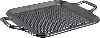 Bold 12 Inch Seasoned Cast Iron Grill Pan with Loop Handles; Design-Forward Cookware