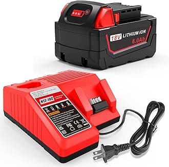 18V 6.0Ah Battery Rapid Charger Combo Kit Replacement for Milwaukee 18V Battery and Charger 4811-1862 4811-1852 4811-1840 4811-1830 4811-1811 4811-1815 4811-1820 4811-1841