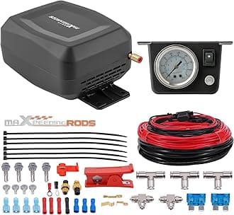 maXpeedingrods On Board Air Compressor System Universal Air Spring Compressor Kit with Gauge Air Line T Fittings for Trucks Vans