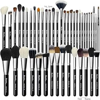 Makeup Artist MUST HAVES 42Pcs Makeup Brushes Set with Real Natural Goat Hair Horse Hair Professional labeled makeup brush set with Name numbered By BUEART DESIGN