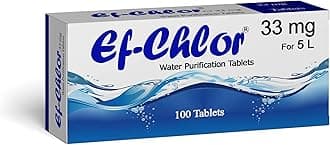 Ef-Chlor 33mg Water Purification Tablets - Pack of 100 | Emergency Use for Home, Office, and Commercial Places | Purify 5 Litres per Tablet