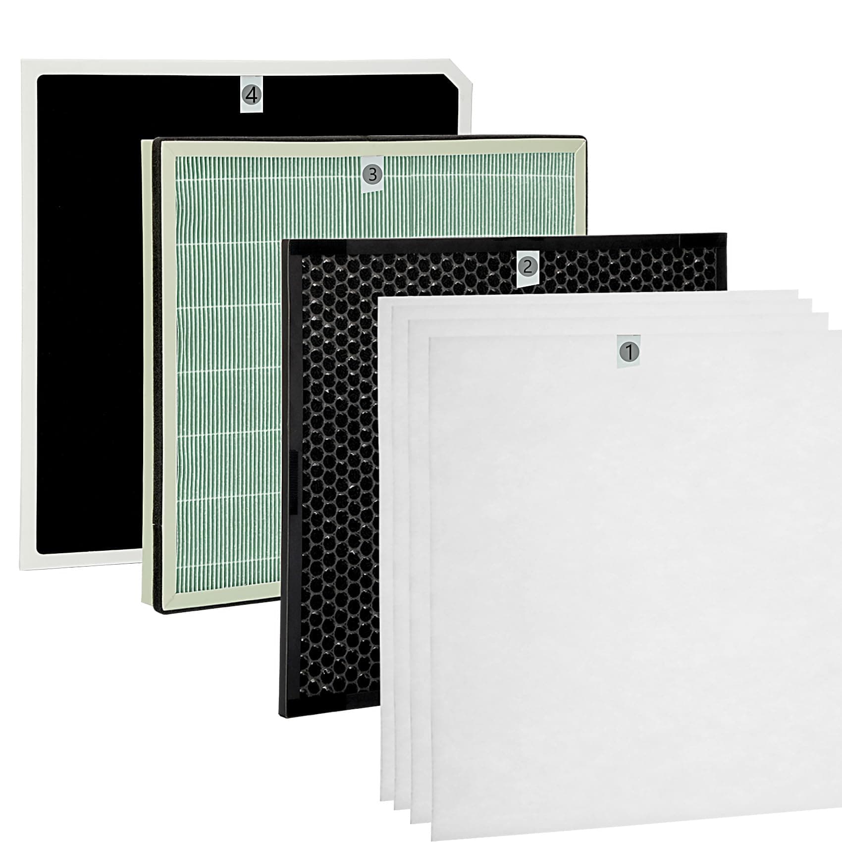 SPA-1000N Filter Replacement Kit Compatible with Rabbit Air A3 SPA-1000N Purifier, 4-Stage H13 Filtration Replacement Filter Set, A3 Filter Kit for Rabbit Airl SPA-1000N (Odor Cleaning Customized)