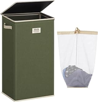 SOLEDI Laundry Hamper with lid, 100L Large Laundry Basket with Removable Bag Easy to Carry, Tall Clothes Hamper,Dirty Hampers for Bedroom, Bathroom, Dorm Avocado