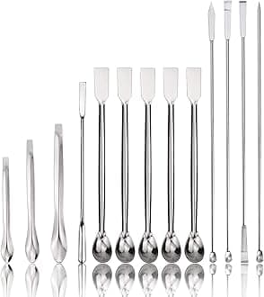 15Pcs Stainless Steel Lab Spatula Micro Scoop Reagent Laboratory Mixing Spatula 22cm Long Sampling Spoon