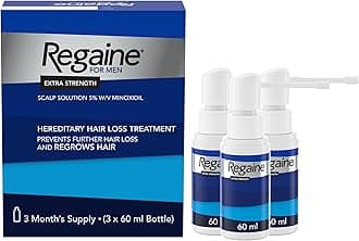 for Men 5% Minoxidil Extra Strength Scalp Solution for Hair Regrowth (3x 60ml), Scientifically Proven to Help Stop and Reverse Hereditary Hair Loss, Revitalise Hair Follicles