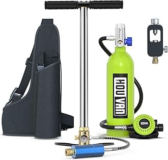 H400 Diving Tank 1.0L Diving Tank Holder 15-20 Minutes Breath Portable Tank with On/Off Valve Pony Bottle for Exploration Fun/Emergency