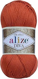 Alize Diva Silk Effect 100% Microfiber Acrylic Yarn 1 Ball skeins 100gr 383yds Color (36 - Terra)