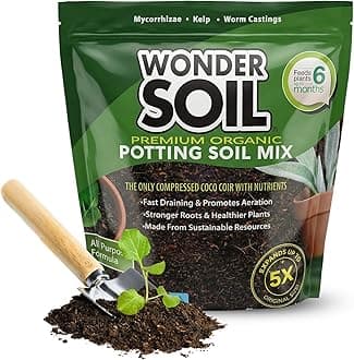 WONDER SOIL | Organic Potting Soil | 12 QUARTS of Ready to Plant Coco Coir Fully Loaded with Nutrients | 3 LBS Bag Expands to 12 Quarts of Indoor Outdoor Soil | Incl Worm Castings, Perlite