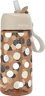 BentgoKids Water Bottle (Whimsy & Wonder Collection) - Leak-Proof Durable Tritan 15 oz. Cup for Kids/Toddlers 3+; Flip-Up Safe-Sip Straw for School, Sports, Daycare, Camp & More (Spots & Dots)