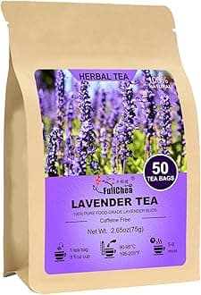 Lavender Tea Bags, 50 Teabags - Pure Lavender Flowers for Relaxation - Caffeine-Free Floral Tea for Sleep & Wellness