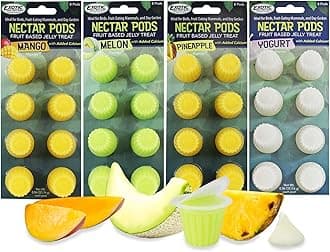Exotic Nutrition Nectar Pod Variety 4 Pack | Calcium-Fortified Jelly Fruit Treat | for Sugar Gliders, Marmosets, Squirrels, Parrots, Cockatiels, Geckos & Other Small Pets
