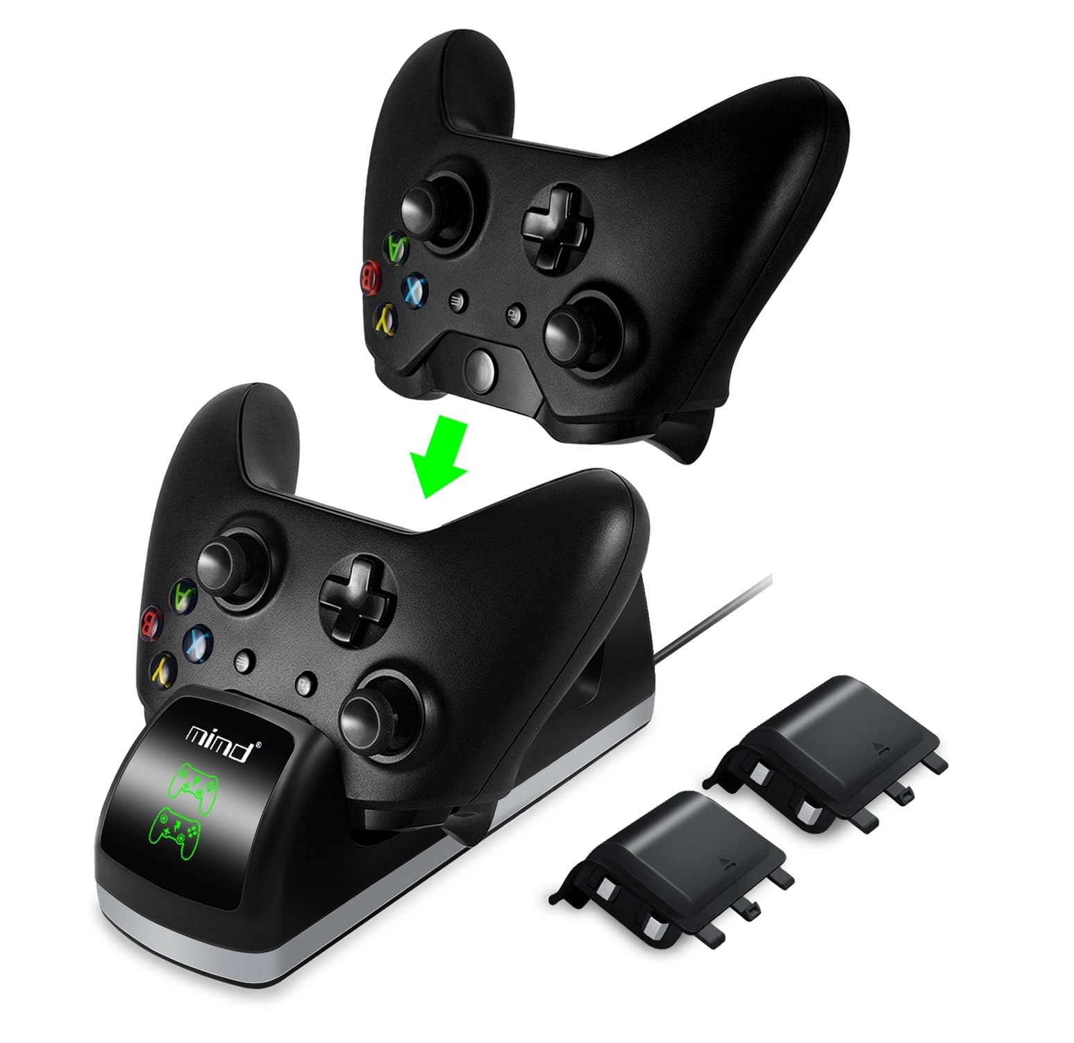 Xbox One Controller Charger with LED Indicator, Roseppm Dual Docking/ Charging Station with 2 x 1200mAh Rechargeable Battery Packs for Xbox One/ Xbox One X/ S