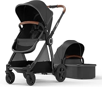 Mompush Ultimate 2 Baby Stroller for Infant and Toddler with Newborn Mode and Reversible Seat, All-Terrain Stroller with All-Wheel Suspension, Includes Car Seat Adapter and Large Storage Basket