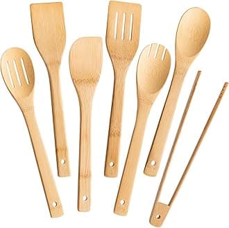 Wooden Spoons for Cooking 7-Piece, Kitchen Nonstick Bamboo Cooking Utensils Set, Durability Wooden Spatula Spoon for Everyday Use, Smooth Edge