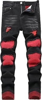 - Men's Slim Fit Stretch Jeans Ripped Skinny Jeans for Men, Distressed Straight Leg Fashion Comfort Flex Waist Pants
