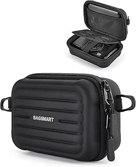 BAGSMART Digital Camera Case, Waterproof & Protective Small Camera Bag with 2 Carrying Ways, Lightweight camera sling bag for Canon PowerShot ELPH 180/190 / Sony DSCW800/DSCW830 - Black