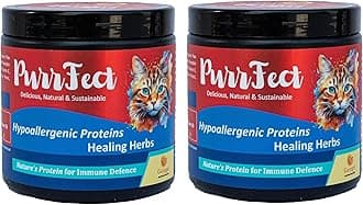 Cat Supplement Topper Powder | Omega 3 6, Amino Acids, Probiotics, Multivitamin | Skin, Coat, Joint, Gut Nutrition | Collagen for Kitten to Adult Cats | Food Additive | 2x150g