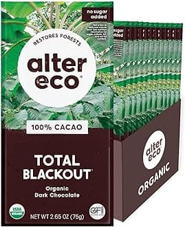 Alter Eco | Dark Chocolate Bars | Pure Dark Cocoa, Fair Trade, Organic, Non-GMO, Gluten Free (12-Pack Total Blackout)
